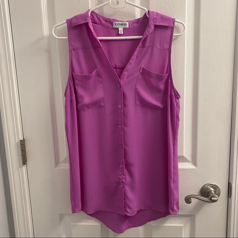 Express Bright Purple Sleeveless Portofino Button Up Tank (size medium)